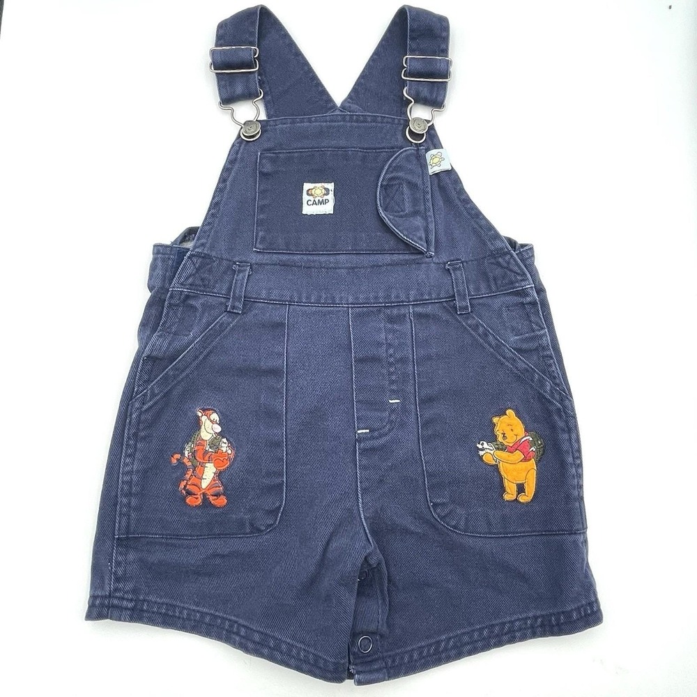 Vintage 1990s Disney Winnie The Pooh Tigger Short‎ Overalls 24M Blue Rare